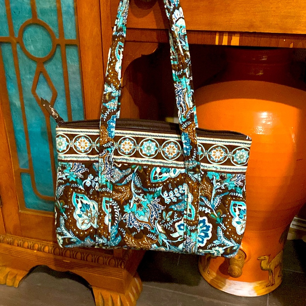 VERA BRADLEY Teal and brown Floral tote